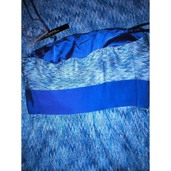 New Womens NWT Tahari Dress Sail Away Maxi Long Strapless Straps 2 Blue White - Picture 8 of 12